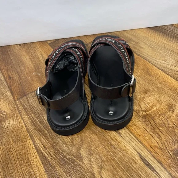 Alexander McQueen $650 Black Silver Crossed Hybrid Men’s Slide Sandals MCQ US 11 - Picture 5 of 11
